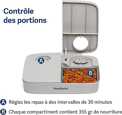 Mangeoire Automatique à 2 Repas, minuteries intégrées