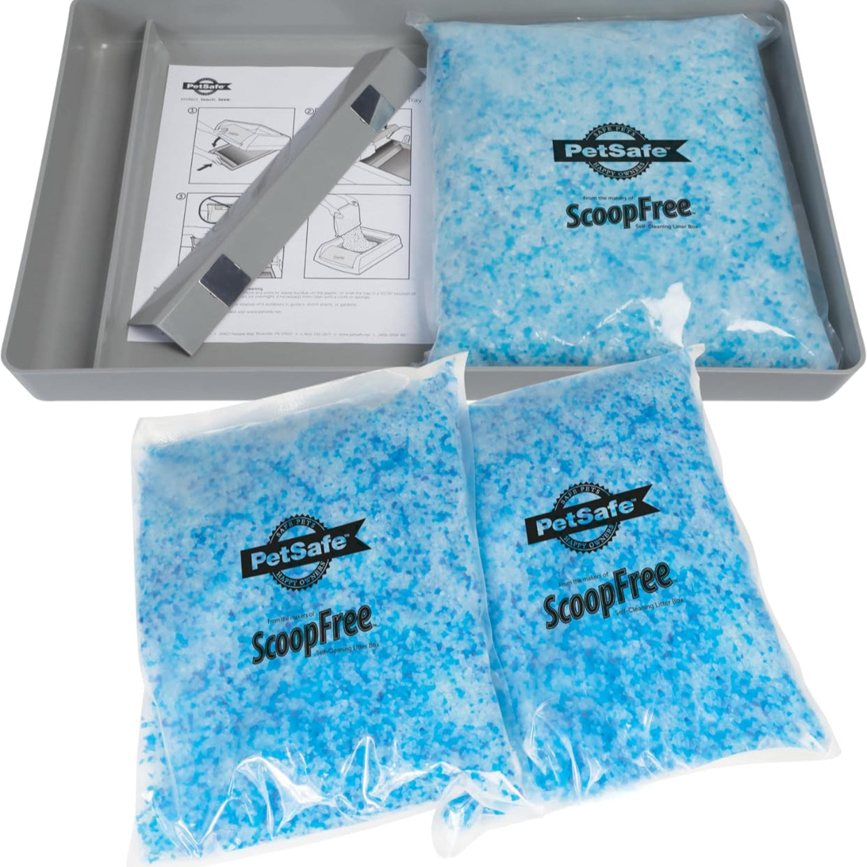 Plateau réutilisable compatible + 3 sachets litières